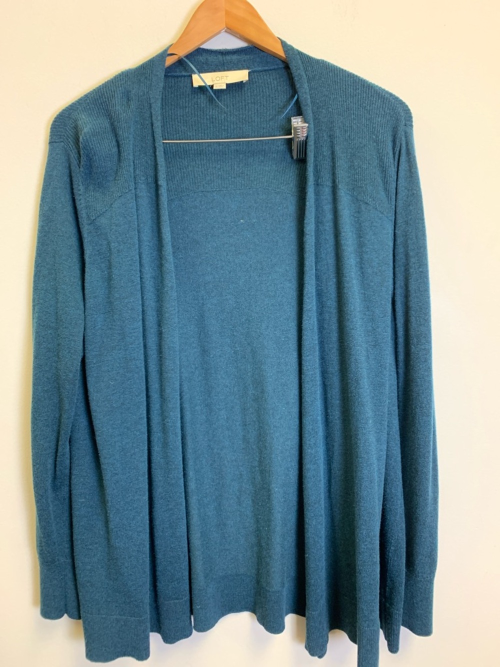 LOFT Teal Open-Front Lightweight Cardigan